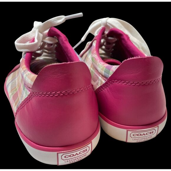 Coach Womens Plaid Canvas Lace-Up Sneakers Size 7 With Original Box - Picture 13 of 16